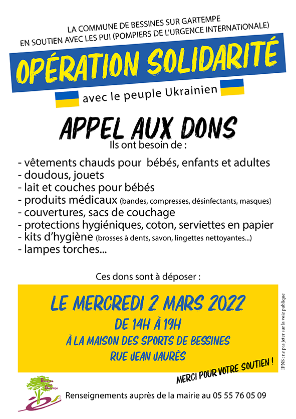 affiche appel aux dons Ukraine