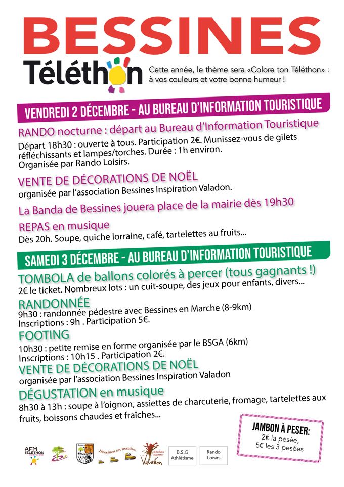 Téléthon et programme à Bessines sur Gartempe