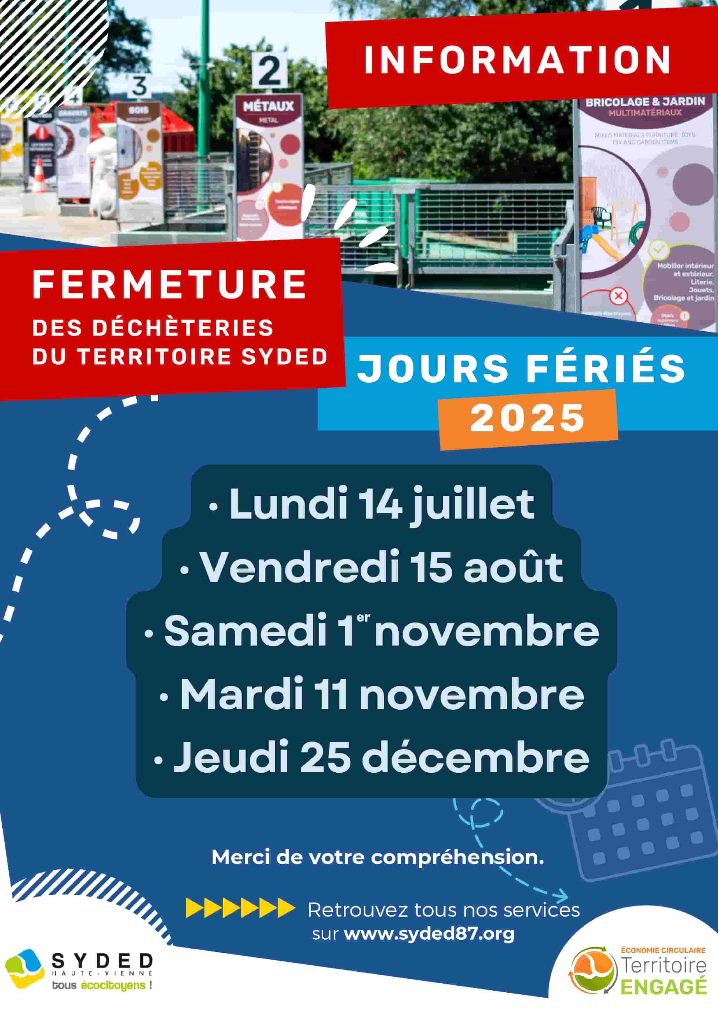 Déchèteries : fermeture jours fériés
