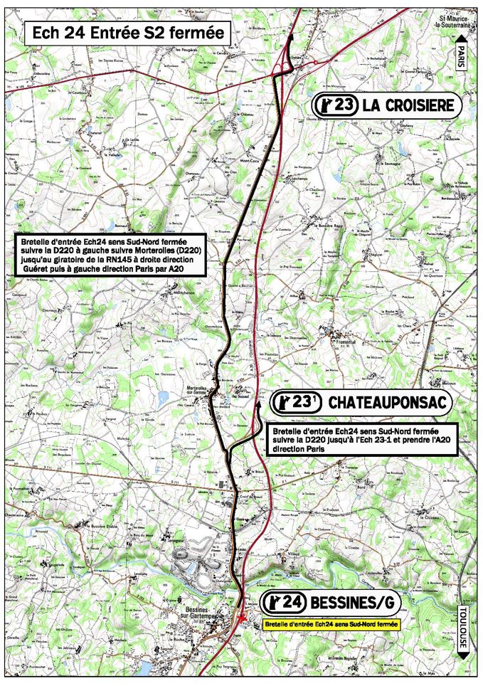 Déviation autoroute travaux